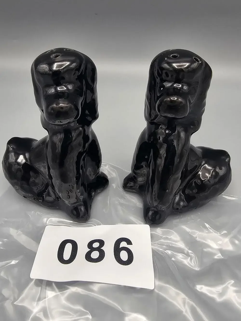 Black Ceramic Poodle Salt and Pepper Shakers